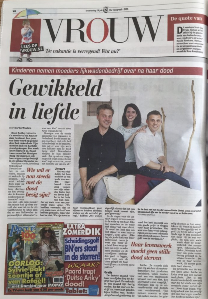 Gewikkeld in liefde, Wikkelgoed in de telegraaf